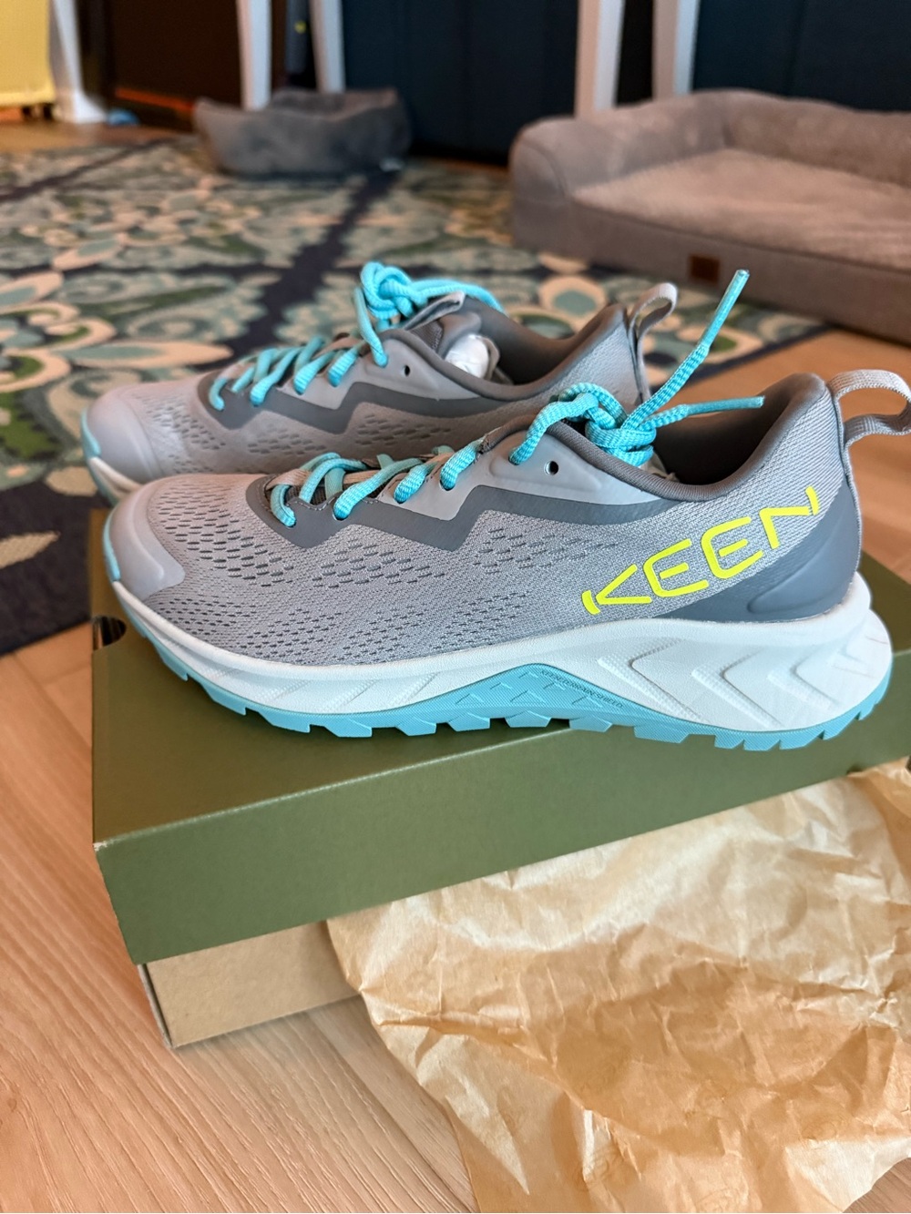 Keen Women's Gray & Aqua HighTrail Running Shoes